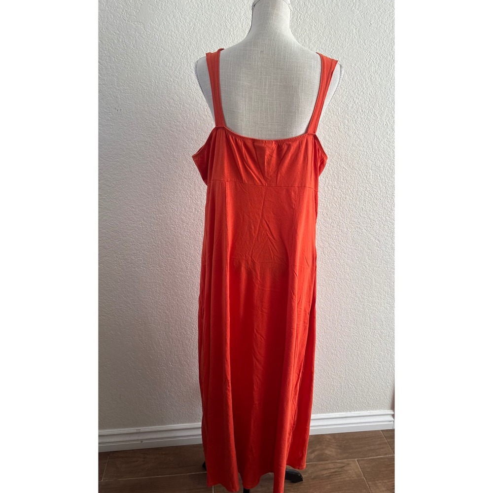 Avenue Maxi Dress 22/24 Orange Sleeveless Ring Detail V-Neck Surplice - Picture 4 of 10